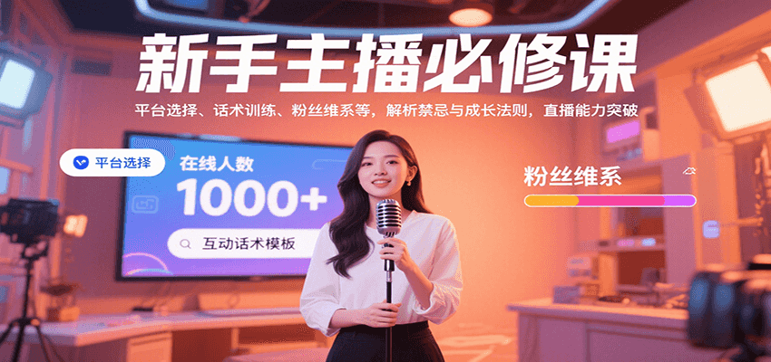 新手主播必修课：平台选择/话术训练/粉丝维系，禁忌与成长法则全解析，突破直播能力指南