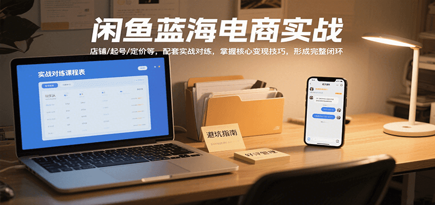 闲鱼蓝海电商实战：店铺搭建+起号+定价全攻略，配套实战对练掌握核心变现技巧