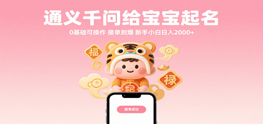 【0基础新手必看】通义千问宝宝起名：可操作接单到爆，日入2000+实操指南