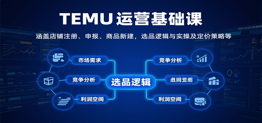 TEMU运营基础课：新手入门全流程指南，详解店铺注册/申报/商品新建/选品逻辑/定价策略实操