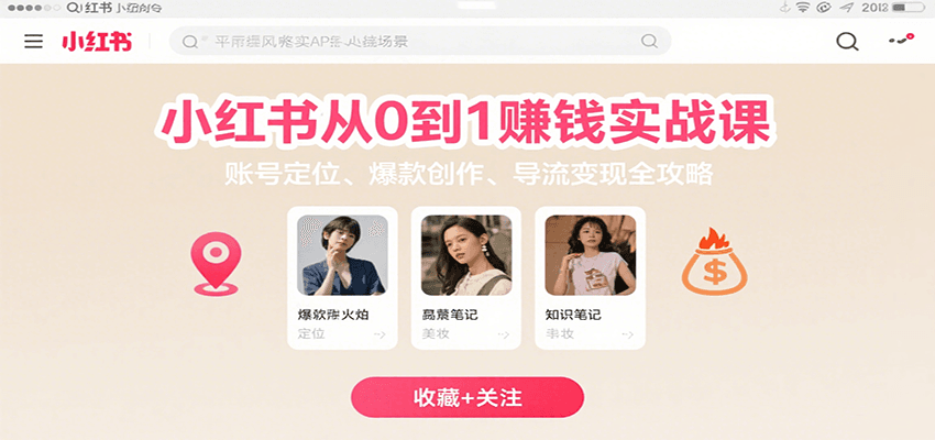 小红书从0到1赚钱实战课：账号定位+爆款创作+导流变现全攻略