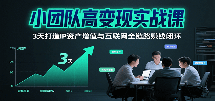 小团队高变现实战课：3天打造IP资产增值，构建互联网全链路赚钱闭环