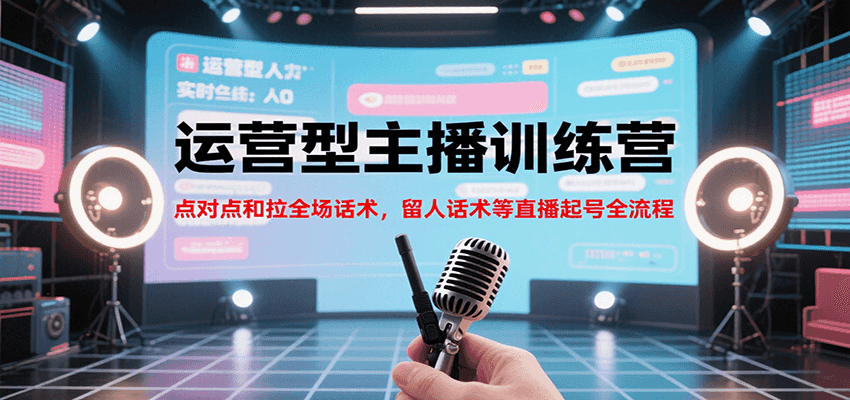 运营型主播训练营：点对点+拉全场+留人话术，直播起号全流程（8月更新）