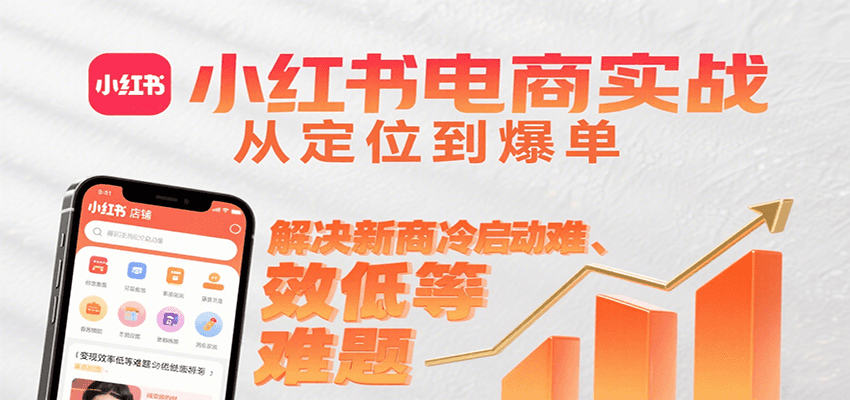 小红书电商新手实战：从定位到爆单，解决冷启动难+变现效率低难题