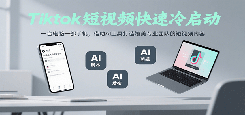 TikTok短视频快速冷启动：1台电脑1部手机+AI工具，零门槛打造专业级内容