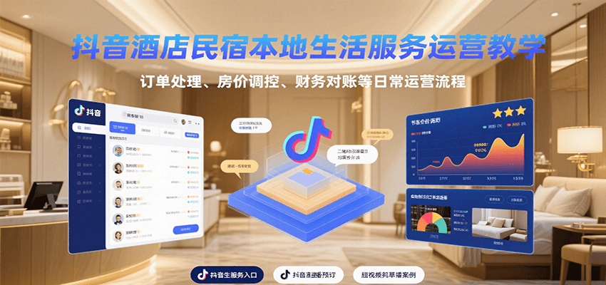 抖音酒店民宿本地生活服务运营教学：订单处理+房价调控+财务对账等日常运营全流程