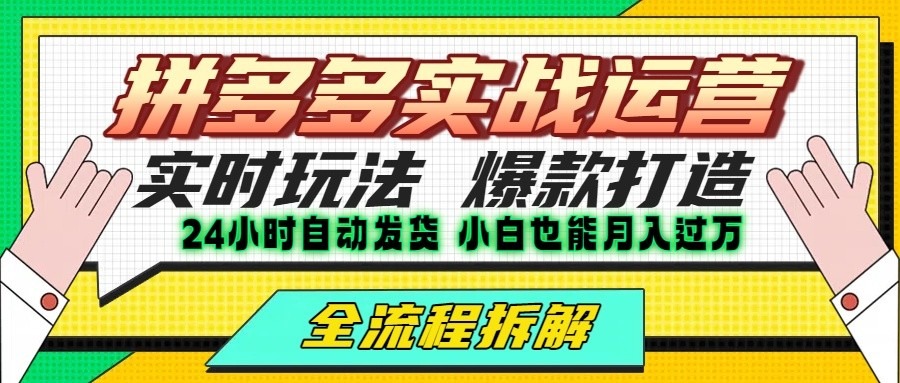 拼多多高投产运营实战：长久稳定项目，单店日利润三位数起