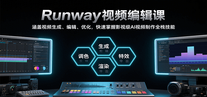 Runway视频编辑课：影视级AI视频制作全栈技能教程（覆盖生成/编辑/优化全流程）