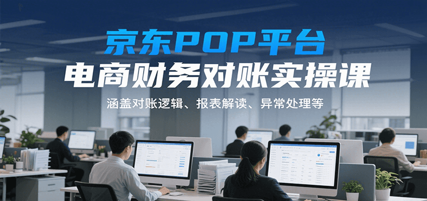 京东POP平台电商财务对账实操课：从对账逻辑到异常处理，报表解读全流程掌握