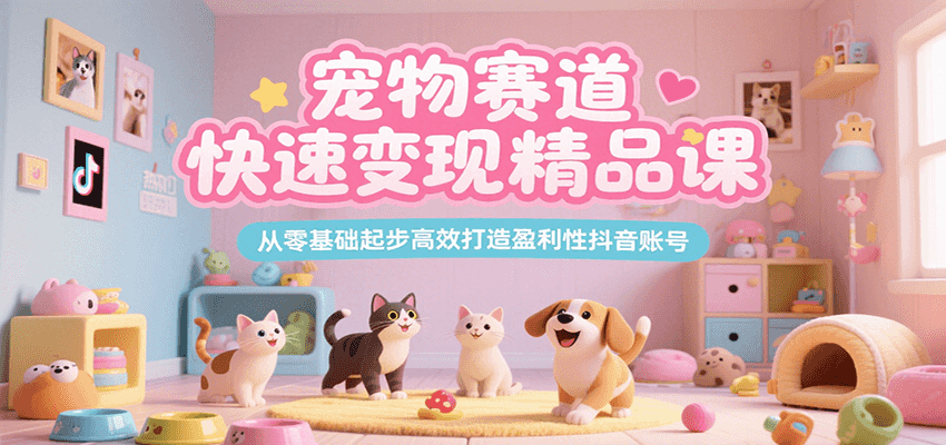 零基础宠物抖音变现课：快速打造盈利性账号，宠物赛道赚钱精品课