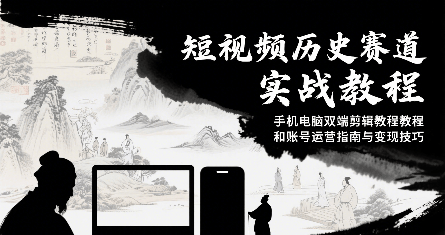 短视频历史赛道保姆级实战教程：手机电脑双端剪辑+账号运营+变现技巧全攻略
