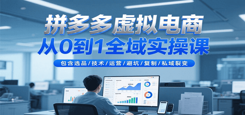 拼多多虚拟电商从0到1全域运营实操课：选品+技术+避坑+私域裂变+复制经验