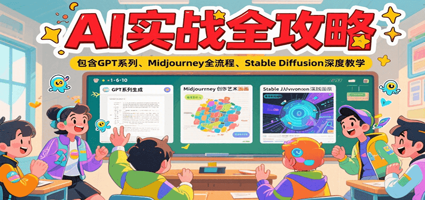 AI实战全攻略：GPT系列+Midjourney全流程+Stable Diffusion深度教学，从入门到精通