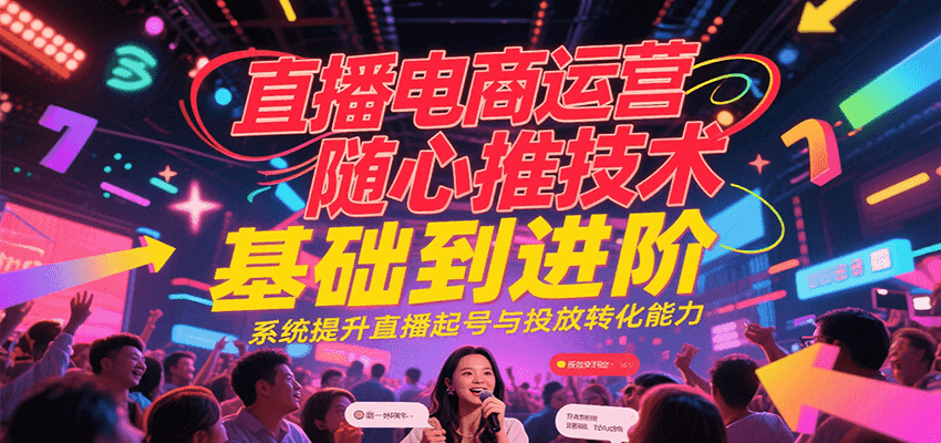直播电商运营随心推：从基础到进阶技术，系统提升起号与投放转化能力