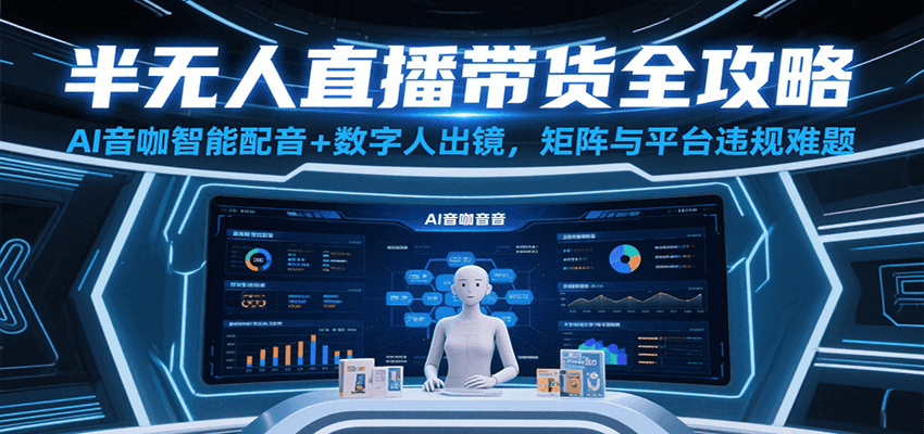 半无人直播带货全攻略：AI音咖智能配音+数字人出镜，破解账号矩阵与平台违规难题