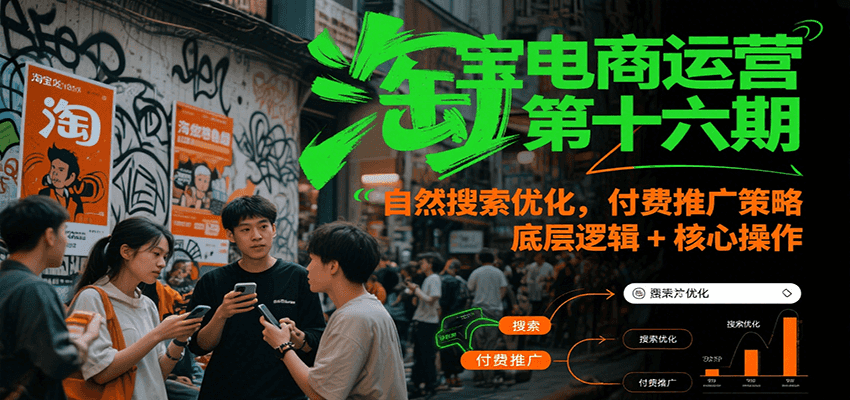 淘宝电商运营实战：自然搜索优化+付费推广策略，底层逻辑与核心操作