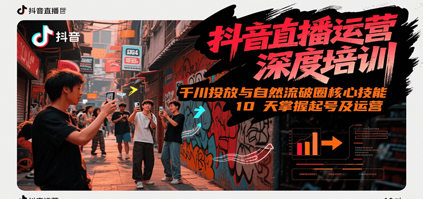 抖音直播运营深度培训：千川投放+自然流核心技能，10天掌握起号及运营（6-7月新课）