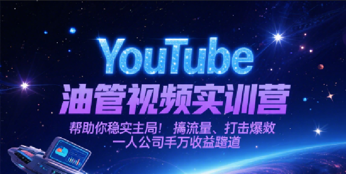 YouTube油管视频实训营：稳入局+搞流量+打爆款，一人公司掘金千万收益赛道