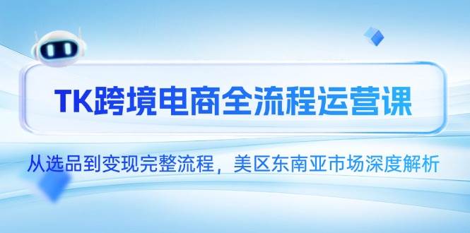 TK跨境电商全流程运营课：美区东南亚市场选品到变现深度解析