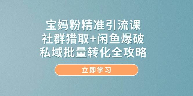 宝妈粉精准引流全攻略：社群猎取+闲鱼爆破，私域批量转化秘籍