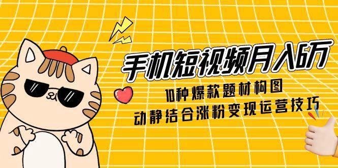 手机短视频月入6万：10种爆款题材构图技巧，动静结合高效涨粉变现运营指南
