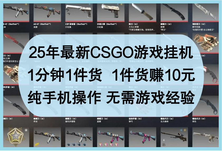 2025年最新CSGO挂机攻略：1分钟1件货纯手机赚10元，小白无经验也能上手