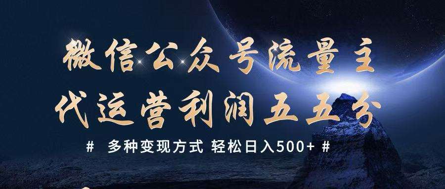 【公众号流量主代运营】多渠道变现方法轻松日入500+，新手也能上手！