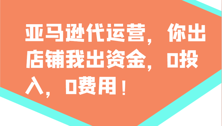 亚马逊代运营0投入0费用！你出店铺我出资，无责任每天300分红，赢亏我全担