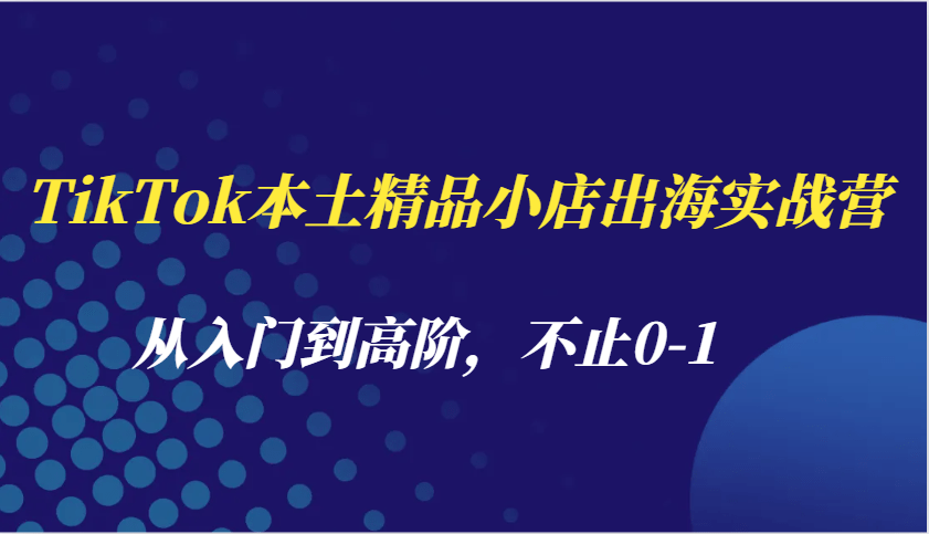 TikTok本土精品小店出海实战营：从入门到高阶，不止0-1运营增长全攻略