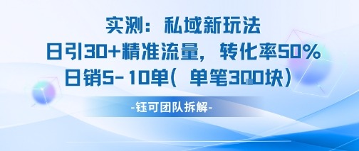 实测私域新玩法：日引30+精准流量，转化率50%带动日销5-10单单笔3张