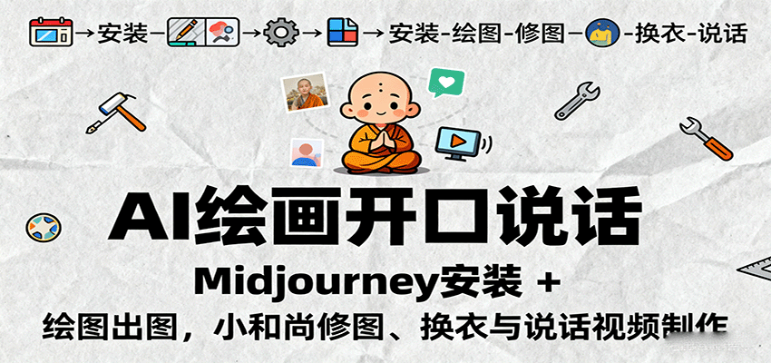 AI绘画开口说话！Midjourney安装+绘图出图全攻略，小和尚修图换衣与说话视频制作教程