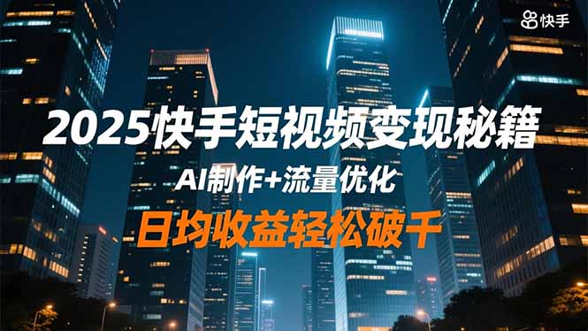 2025快手短视频变现攻略：AI制作+流量优化，轻松日入过千