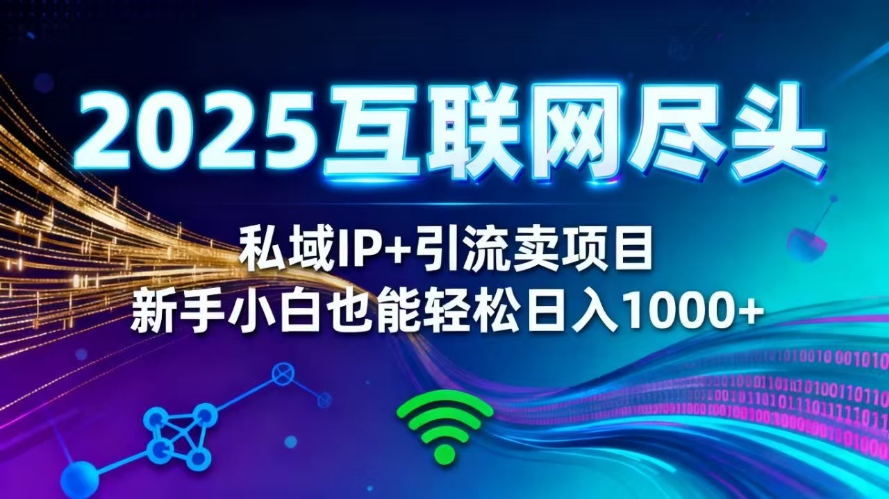 2025网创终极王炸：私域IP+精准引流，新手小白居家实操日入1000+方法揭秘
