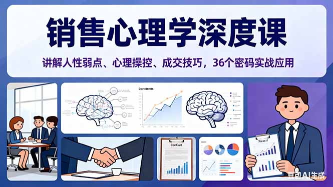 销售心理学实战课：36个密码拆解人性弱点，掌握心理操控与成交技巧