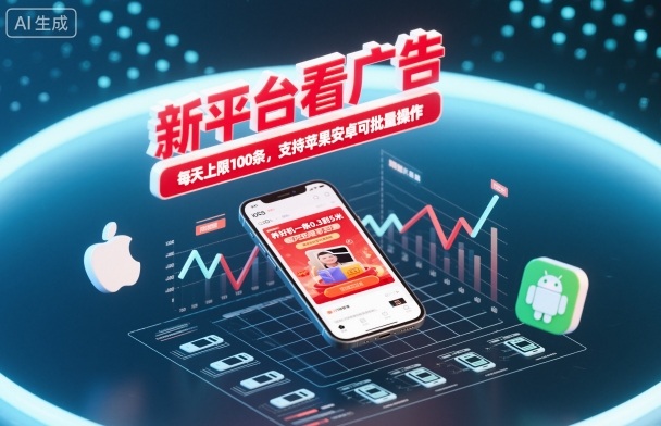 新平台看广告赚钱：养号一条0.3-5元，日限100条，苹果安卓批量操作指南