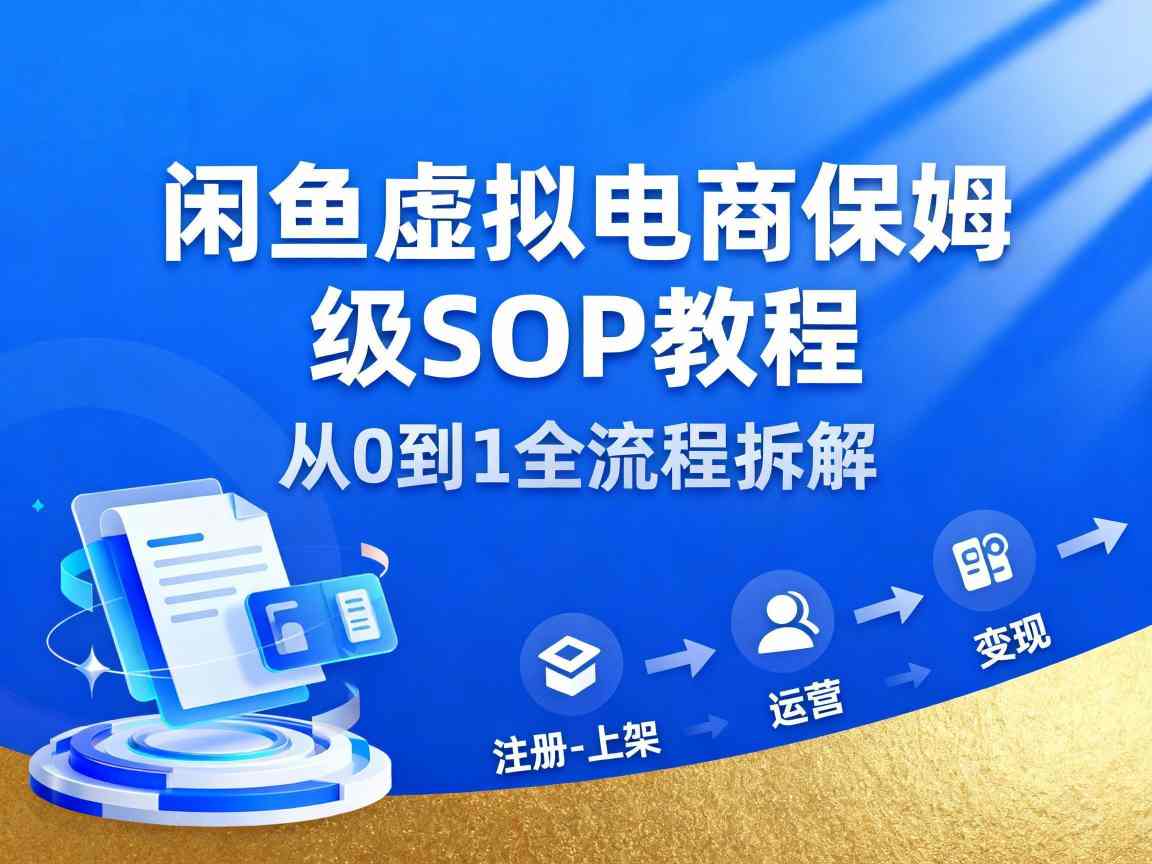 闲鱼虚拟电商保姆级SOP教程：新手实操步骤，月入轻松过1W