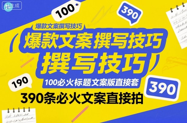 爆款文案撰写技巧：100个标题模版+390条必火文案，新手直接套用，轻松上手出爆款
