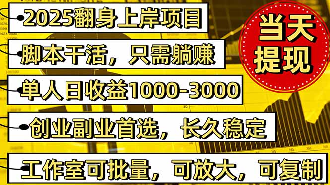 2025翻身上岸项目：内部客户经理+开号资源，脚本操作日赚1000-3000