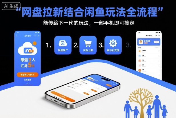 网盘拉新+闲鱼玩法：一部手机搞定全流程（可持续可复制+附入口渠道+实操教程）