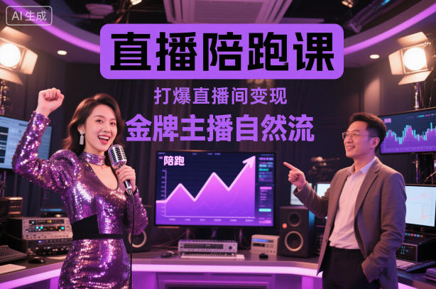 直播陪跑课：金牌主播自然流起号秘籍，复制高变现玩法打爆直播间