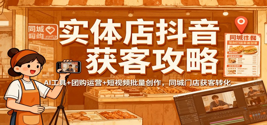 实体店抖音获客全攻略：AI工具+团购运营+短视频批量创作，同城门店转化率提升指南