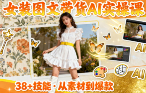 女装图文带货AI实操课：38个实用技能，快速提升素材制作效率
