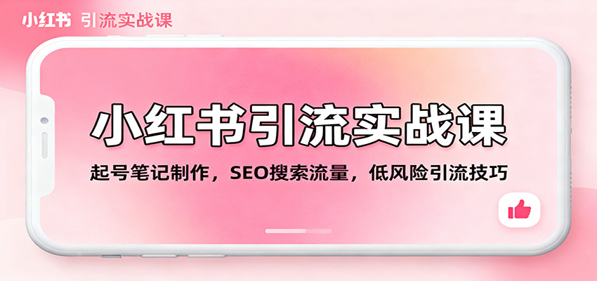 小红书引流实战课：起号笔记制作+SEO搜索流量+低风险引流技巧