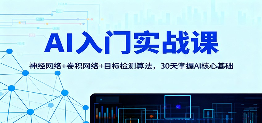 AI入门实战课：30天掌握神经网络+卷积神经网络+目标检测算法，从零入门到核心基础实战