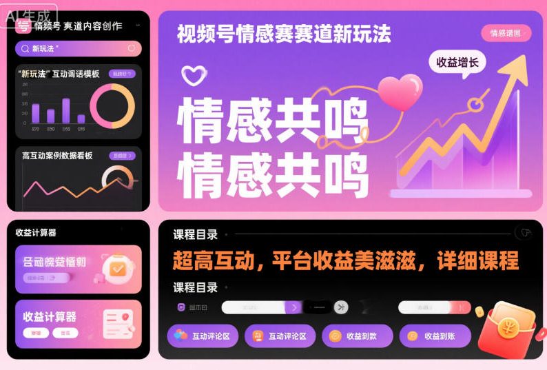 视频号情感赛道新玩法：高互动+平台收益翻倍，详细课程教你轻松变现