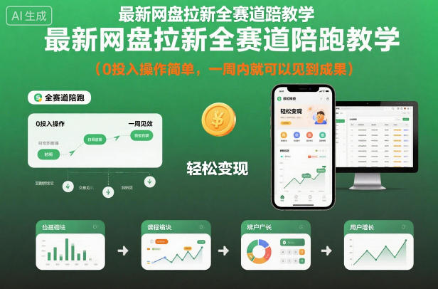 最新网盘拉新全赛道陪跑教学：0投入操作简单，小白7天快速见成果