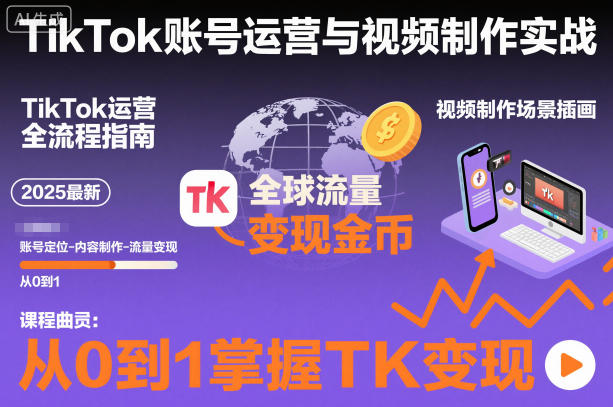 2025最新TikTok运营实战：从0到1视频制作+变现全流程（含11月最新搬运技术）