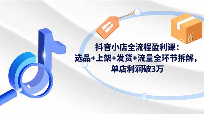 抖音小店全流程盈利课：选品、上架、发货、流量全拆解，单店利润破3万实战指南