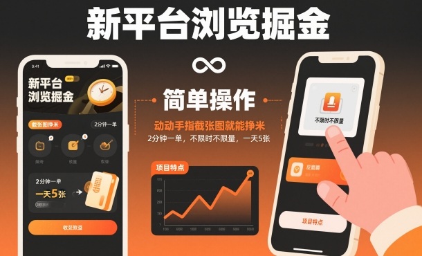 揭秘：掘金新平台截张图就能赚钱，2分钟1单，不限时不限量，日入5单