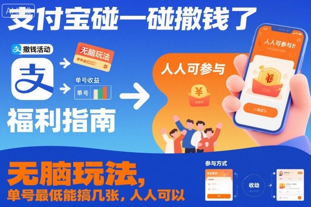 支付宝碰一碰撒钱攻略：无脑玩法揭秘！单号最低能领几张？人人可撸